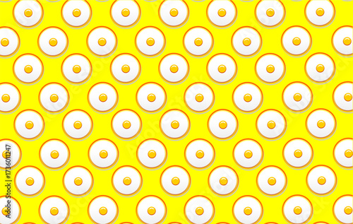 Fried egg pattern. Seamless pattern of fried eggs background. Vector illustration of fried egg. Hand drawn of fried egg background. Healthy food vector.