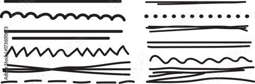 Black grunge brush stoke line set. Hand drawn crayon underline. divider collection. doodle hand drawn swashes and flourishes. Ornate swirl swashes, set of grunge black paint, ink brush strokes. brush 