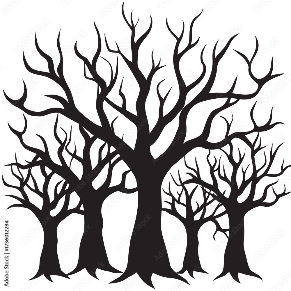 Obraz premium Silhouette of bare trees in a winter landscape