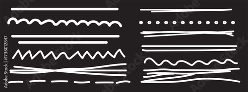 Black grunge brush stoke line set. Hand drawn crayon underline. divider collection. doodle hand drawn swashes and flourishes. Ornate swirl swashes, set of grunge black paint, ink brush strokes. brush 