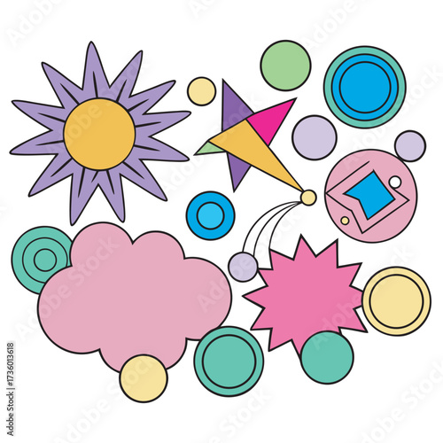 Abstract composition of shapes and symbols