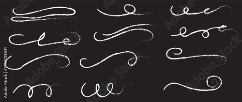Black grunge brush stoke line set. Hand drawn crayon underline. divider collection. doodle hand drawn swashes and flourishes. Ornate swirl swashes, set of grunge black paint, ink brush strokes. brush 