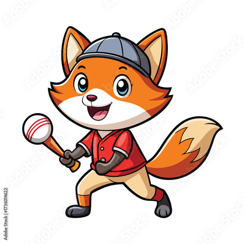cute cartoon cat playing with a ball