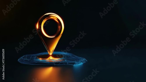 Wallpaper Mural Golden location pin on water. 3d navigation pointer for business address and map positioning. Abstract background for travel or marketing. Place of shining. Torontodigital.ca