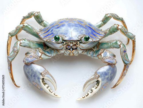 Jewellery Crab on White Background. Generative AI