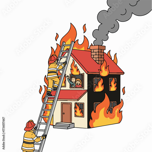 Firefighter Rescue Saving Lives from Burning House