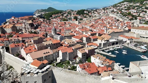 Port, fortress and houses of the Old Town in Dubrovnik, Croatia