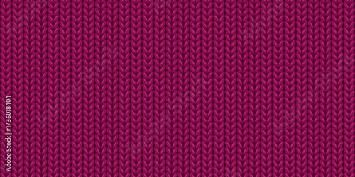Seamless pattern of wool knitting, sweater texture in mulberry color. Purple abstract background of knitwear cloth fabric, material of woven wool for warm winter sweater or plaid, vector illustration