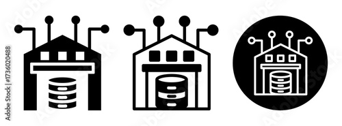 Data Warehouse Icon Collection Glyph & Mixed Style
