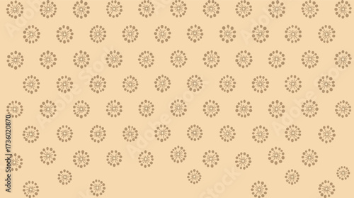 Rows of Beige Dandelion-like Dot Flowers on a Peach Background.