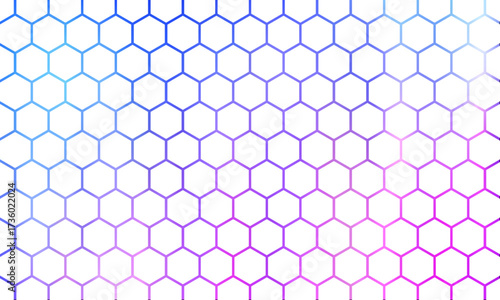 Abstract futuristic technology hexagonal background with bright blue and pink color. Hexagonal network pattern digital hi tech background for innovation technology, science, healthcare. Vector EPS10.