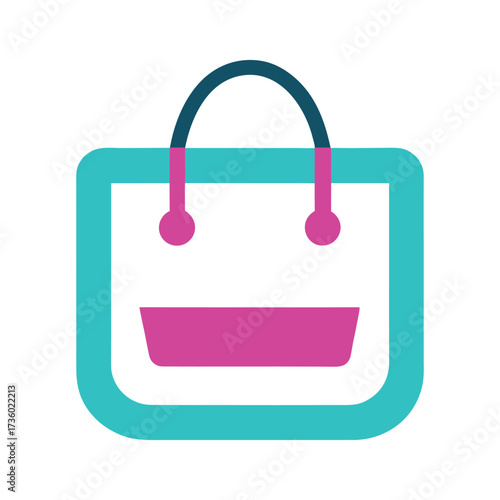 Modern shopping bag icon symbol representing e-commerce retail online sales and consumer purchases with vibrant colors