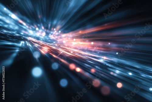 Abstract digital speed blur with radiating light trails