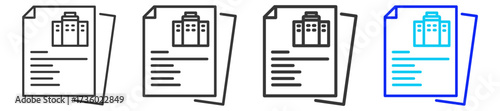 Business Documents icon set in creative outline style for corporate use and business operations with multiple thickness variations and scalable vector formats included