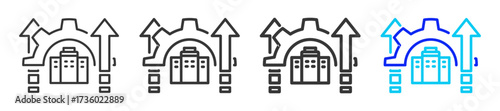 Company Boost icon set in creative outline style for corporate use and business operations with multiple thickness variations and scalable vector formats included