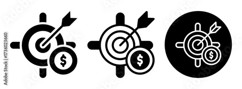 Financial Goal Icon Collection Glyph & Mixed Style