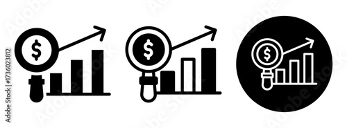 Financial Analysis Icon Collection Glyph & Mixed Style