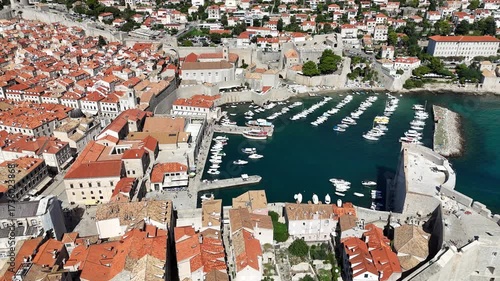 Port, fortress and houses of the Old Town in Dubrovnik, Croatia