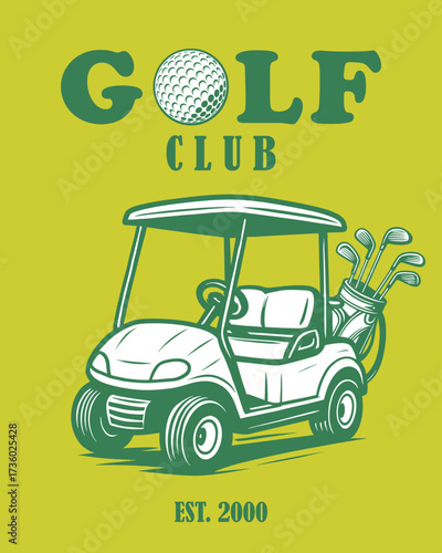 Golf cart with bag containing golf clubs vector design