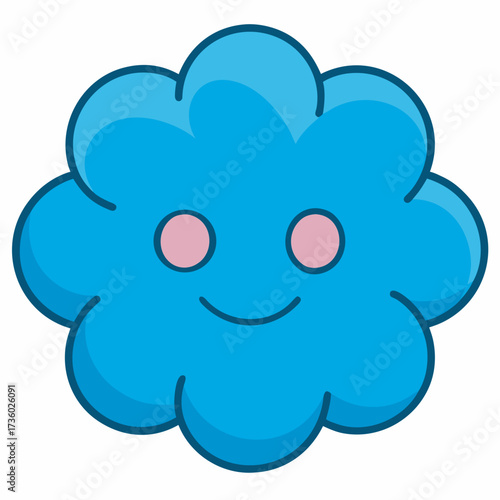 Smiling blue cloud with rosy cheeks