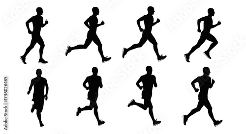 Dynamic runner silhouettes showcase motion and energy, perfect for fitness, sports, or health-related projects in a modern, minimalist style