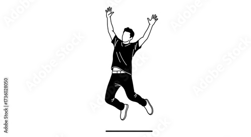 Celebrate life's wins with this energetic illustration of a man jumping for joy, perfect for expressing excitement and achievement in your next project