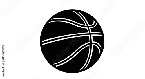 Black and white basketball design for sports branding, marketing, and athletic apparel with a modern aesthetic