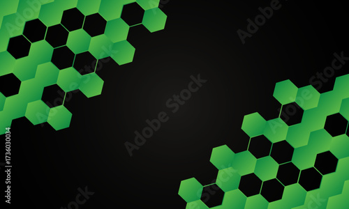 Black background and green hexagon