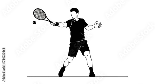 Dynamic tennis player hitting a powerful forehand shot with intense focus and athletic grace on a clean white background