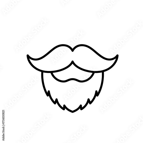A simple line sketch of a beard and mustache on a transparent background. Design for a men's barbershop, Movember, and Men's Health Awareness Month.