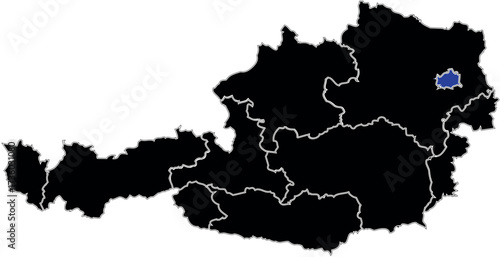 Austria Silhouette Map with Vienna Highlighted vector illustration 