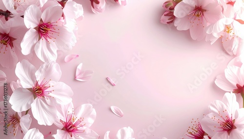 Celebrating cherry blossom season a floral display of sakura flowers on a pink background nature photography tranquil environment close-up view