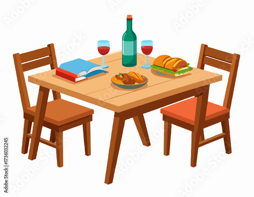 Dining table with food and drinks simple style inviting atmosphere home setting high quality professional