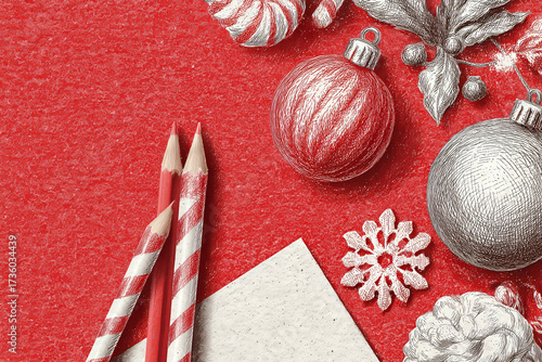Festive pencil sketch capturing the spirit of Christmas celebration