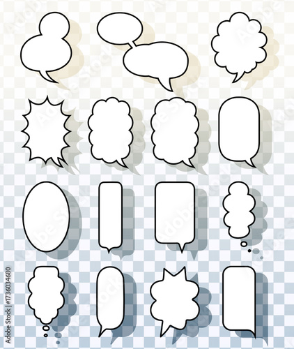 Vector Vertical Comic Speech And Thought Bubbles For UI And Stories