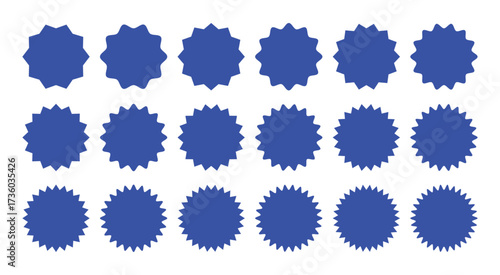 Starburst blue badges. Price sticker set. Blank starburst. Starburst sunburst vector icons