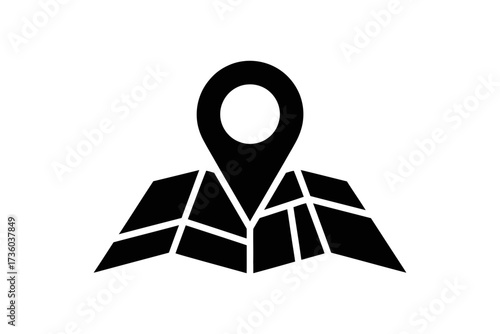 Location pin icon on a stylized map, symbolizing navigation and destination finding.