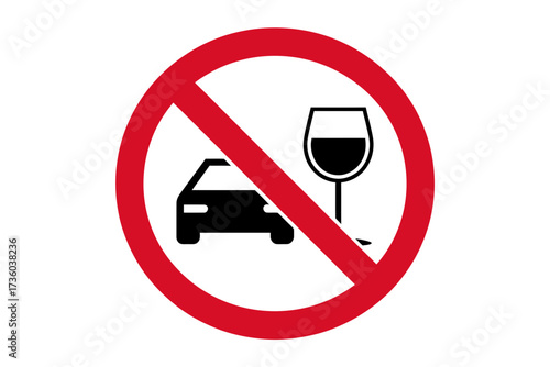 No drinking and driving warning symbol against impairment and danger