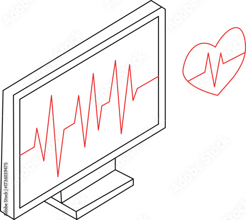 Heartbeat ECG line art vector