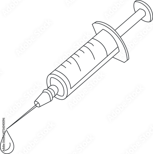 Medical syringe line art vector