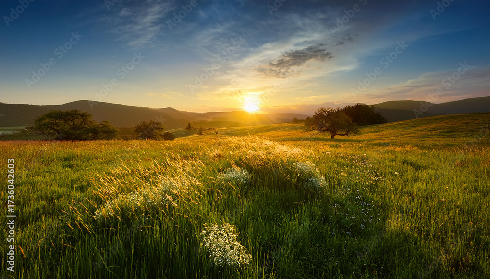 Obraz premium Sunrise Over A Meadow
