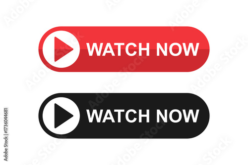 Set of watch now icon, website online button player symbol, play video vector illustration