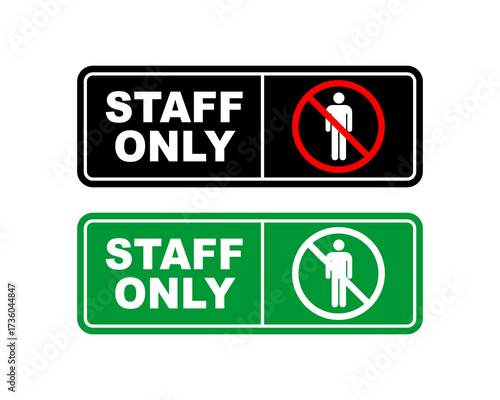 Set of Only staff icon, danger zone symbol, safety entry person