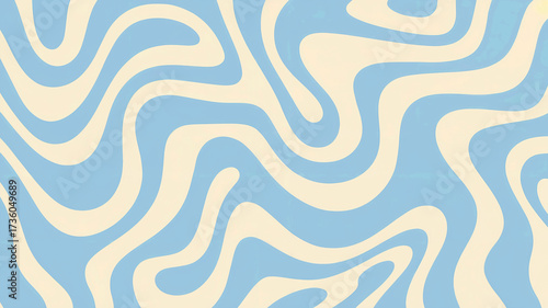 Abstract swirl pattern in light blue and creamy white modern retro design