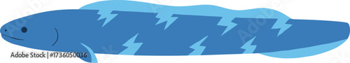 Minimalist Flat Style Electric Eel with Lightning Bolt Markings Illustration