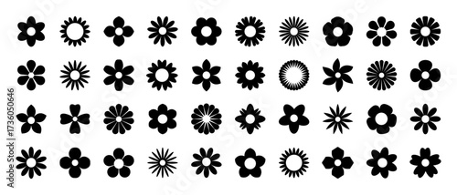Flowers icon set isolated on white background. Vector illustration.