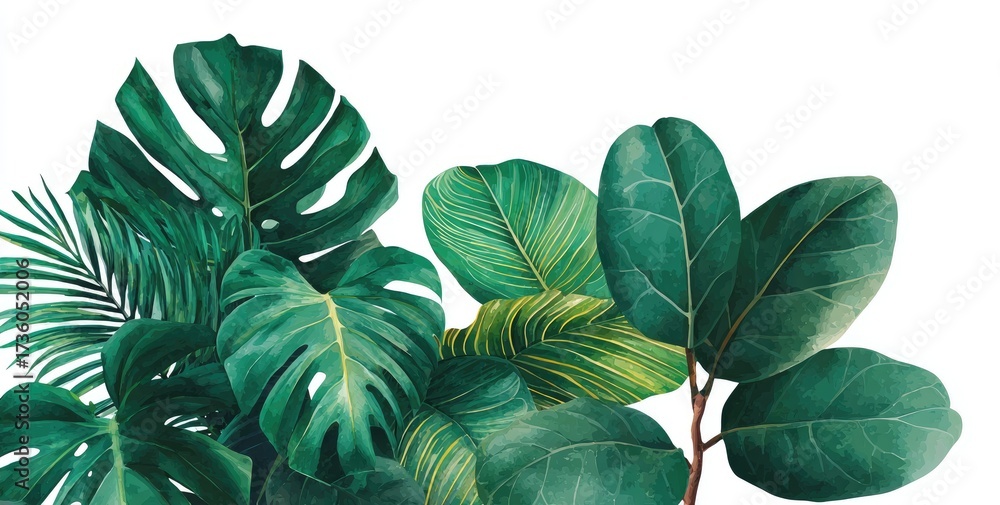 Naklejka premium Lush tropical foliage arrangement