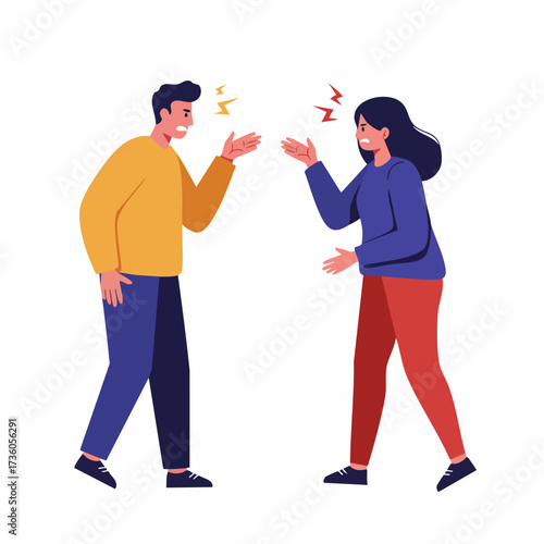 Modern Flat Illustration Argument Between Man and Woman Lifestyle Concept