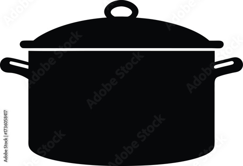 Cooking pot icon with shadow vector, Cooking pot silhouette icon vector illustration design