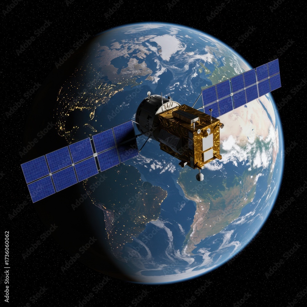 Fototapeta premium Telecommunication Satellite Orbiting Earth